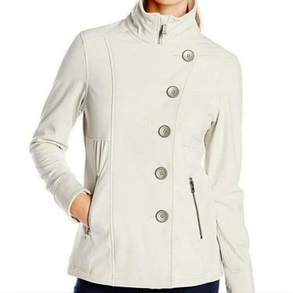 PrAna Martina Button Down Pea Coat in Ivory Sand Size Medium - Picture 1 of 15